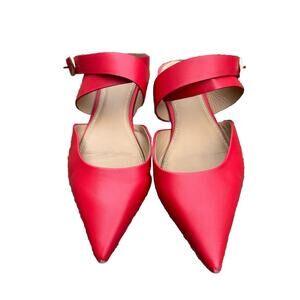 Maje Red Leather Sandals Ankle Straps Gold Buckles US 8/ 39